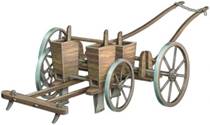 A wooden cart with wheels

Description automatically generated