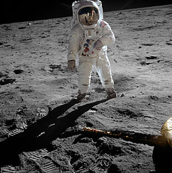 A astronaut on the moon

Description automatically generated