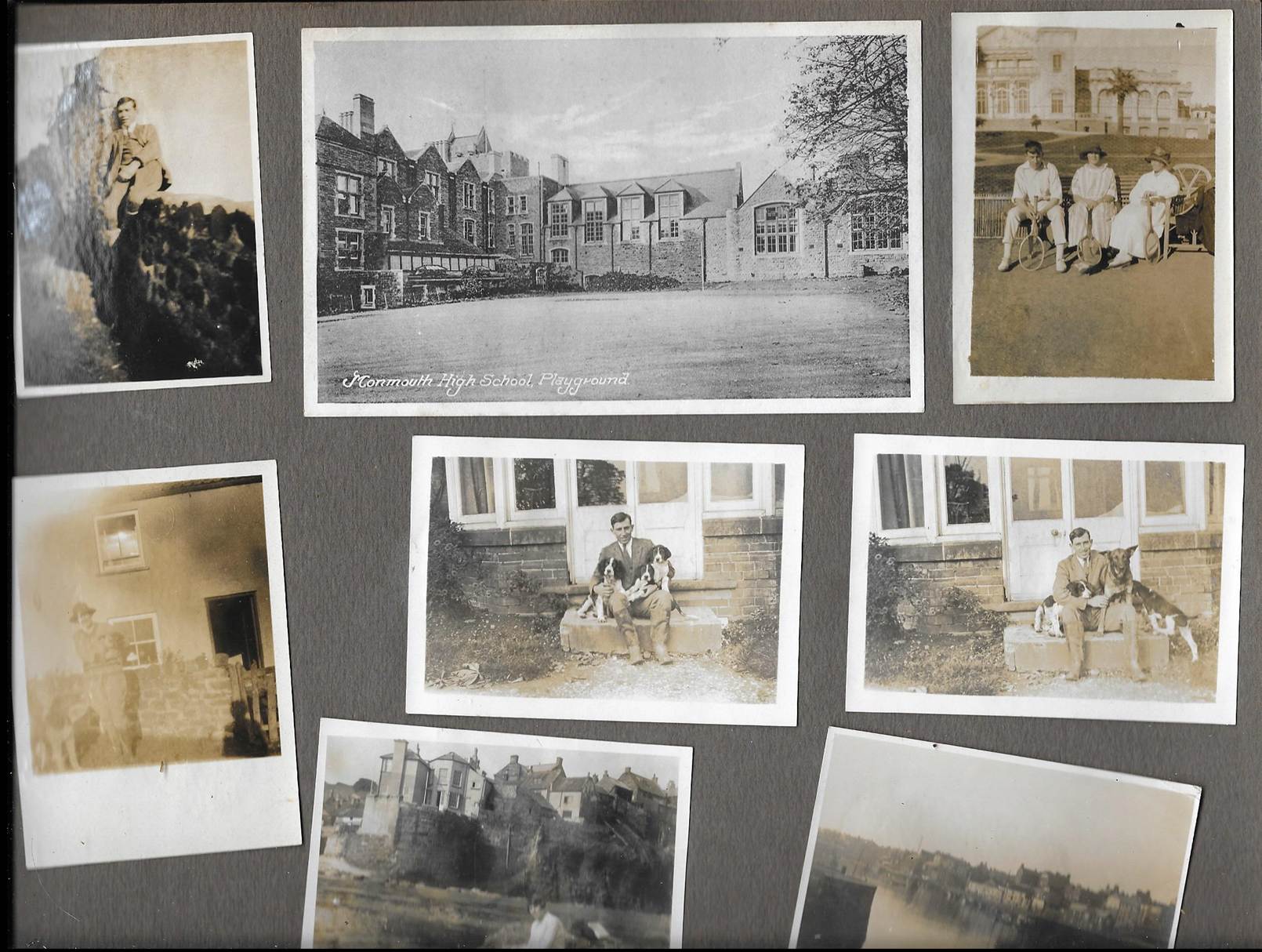 A collection of photos on a wall
Description automatically generated