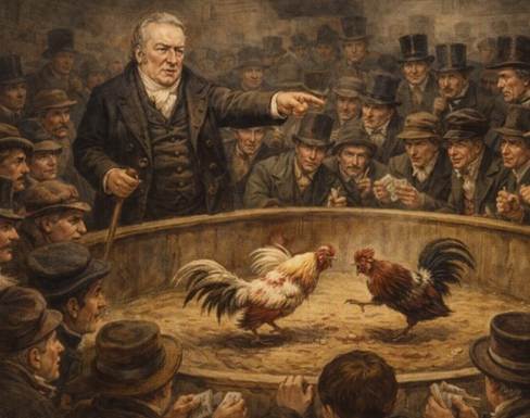 Cheshire cockfight scene