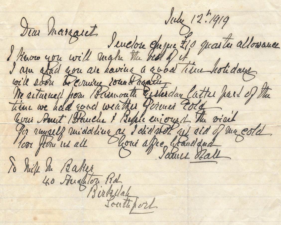 A letter with handwriting on it
Description automatically generated
