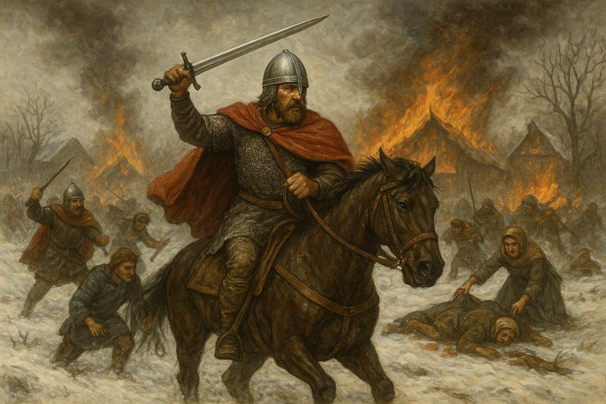 A painting of a person riding a horse with a sword
AI-generated content may be incorrect.