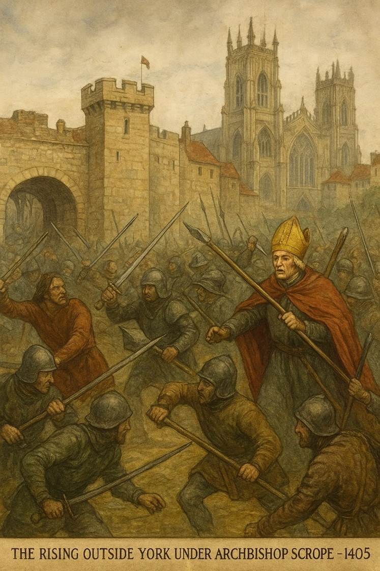 A painting of a group of men fighting with weapons
AI-generated content may be incorrect.