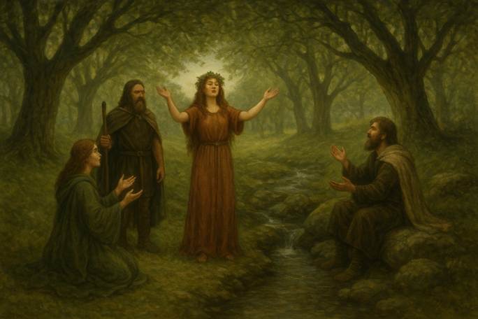 A painting of a person surrounded by people
AI-generated content may be incorrect.