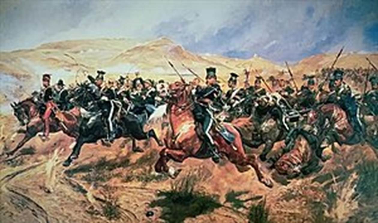 A painting of a battle
Description automatically generated