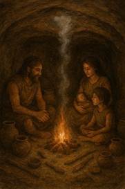 A painting of a family sitting around a fire

AI-generated content may be incorrect.