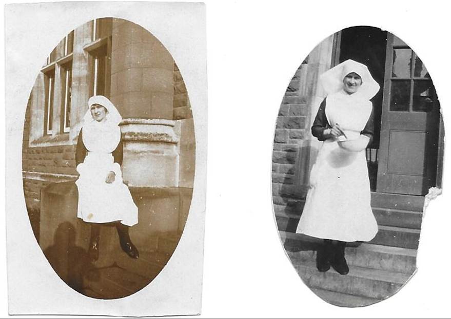 A couple of women in white dresses

Description automatically generated